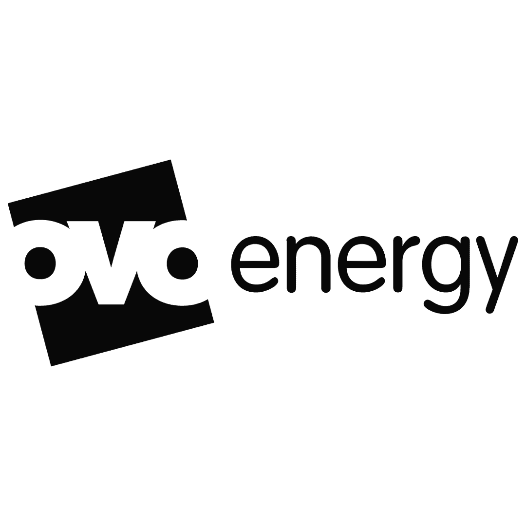 Home 6 OVO Energy company logo in black - trusted renewable energy and sustainability partner
